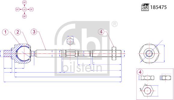 Febi Bilstein 185475 - Articulatie axiala, cap de bara www.parts5.com