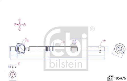 Febi Bilstein 185476 - Осевой шарнир, рулевая тяга www.parts5.com