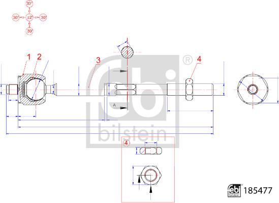 Febi Bilstein 185477 - Articulación axial, barra de acoplamiento www.parts5.com