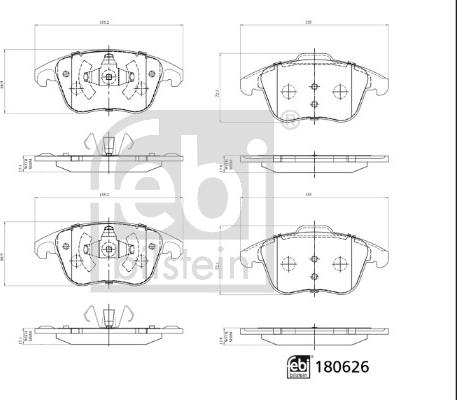 Febi Bilstein 180626 - Тормозные колодки, дисковые, комплект www.parts5.com