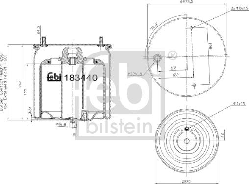 Febi Bilstein 183440 - Burduf, suspensie pneumatica www.parts5.com