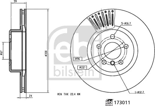 Febi Bilstein 173011 - Brake Disc www.parts5.com