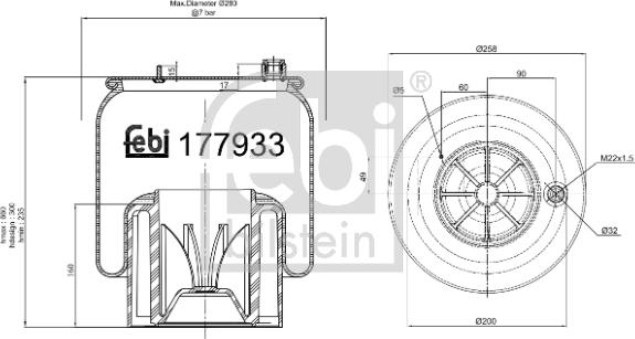 Febi Bilstein 177933 - Burduf, suspensie pneumatica www.parts5.com