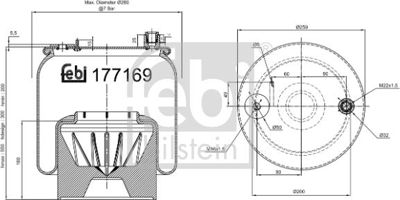 Febi Bilstein 177169 - Bellow, air suspension www.parts5.com