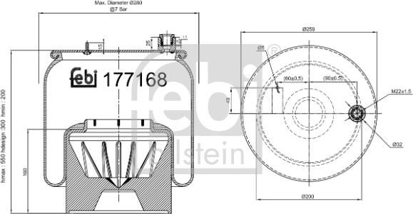 Febi Bilstein 177168 - Φούσκα, πνευματική ανάρτηση www.parts5.com