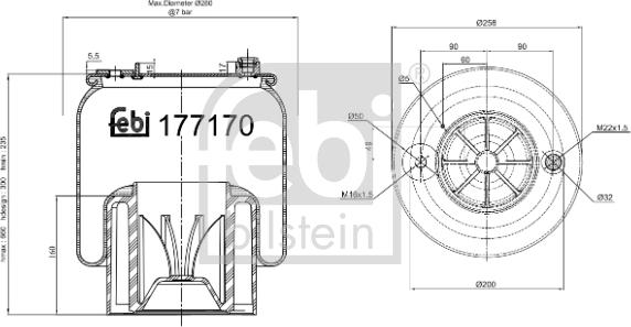 Febi Bilstein 177170 - Burduf, suspensie pneumatica www.parts5.com