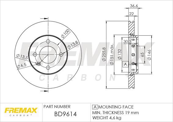 FREMAX BD-9614 - Disco de freno www.parts5.com