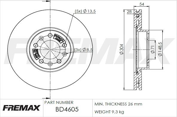 FREMAX BD-4605 - Brake Disc www.parts5.com