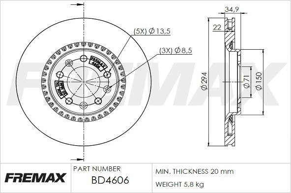 FREMAX BD-4606 - Fren diski www.parts5.com