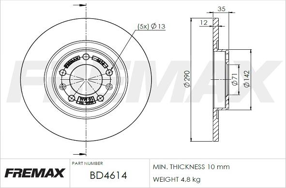 FREMAX BD-4614 - Brake Disc parts5.com