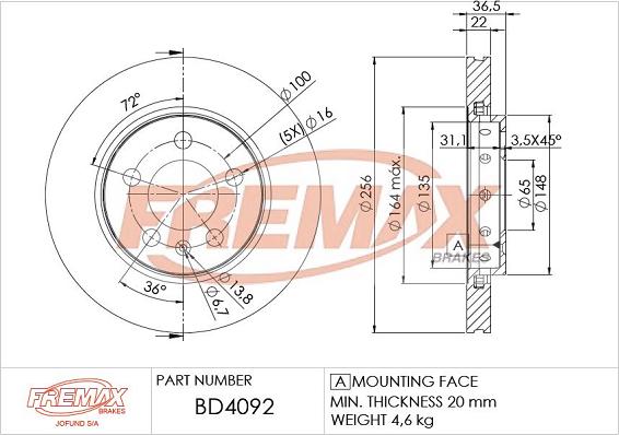 FREMAX BD-4092 - Disque de frein www.parts5.com