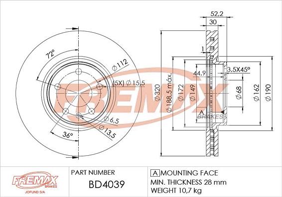 FREMAX BD-4039 - Disco de freno www.parts5.com