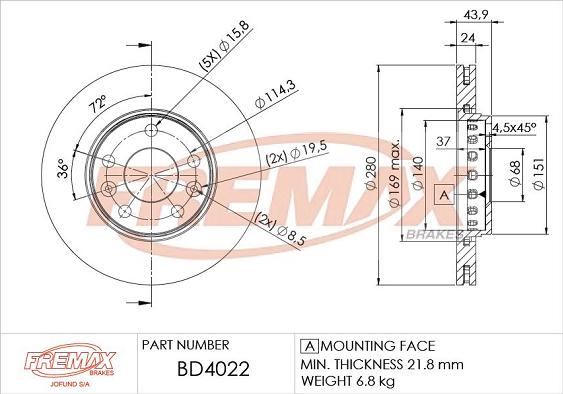 FREMAX BD-4022 - Fren diski www.parts5.com