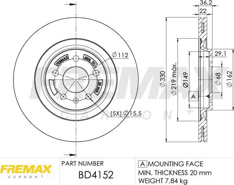 FREMAX BD-4152 - Brzdový kotouč www.parts5.com