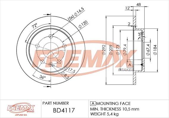 FREMAX BD-4117 - Brake Disc www.parts5.com