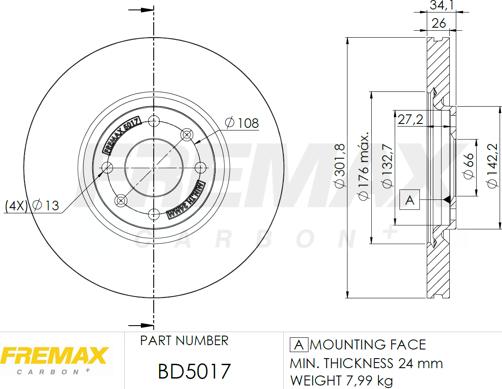 FREMAX BD-5017 - Disc frana www.parts5.com