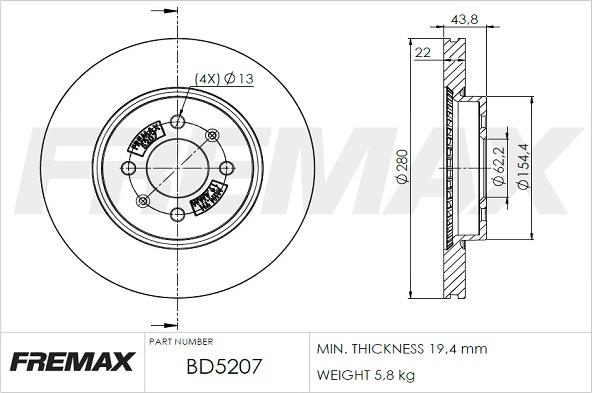 FREMAX BD-5207 - Тормозной диск www.parts5.com