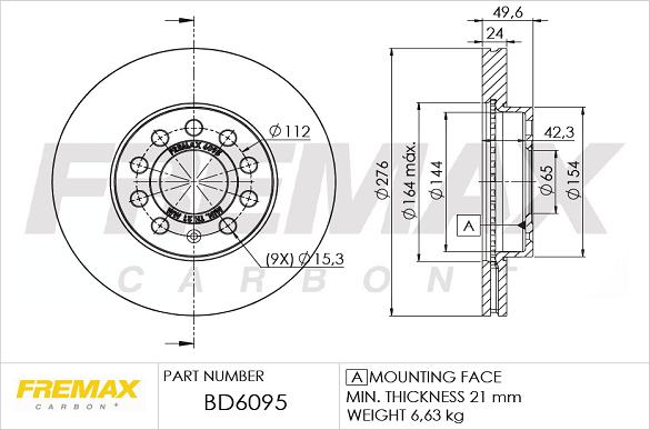 FREMAX BD-6095 - Спирачен диск www.parts5.com