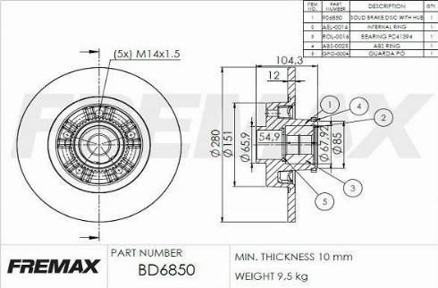 FREMAX BD-6850-KT - Bremsscheibe www.parts5.com