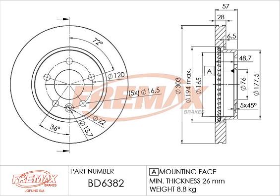 FREMAX BD-6382 - Brake Disc www.parts5.com