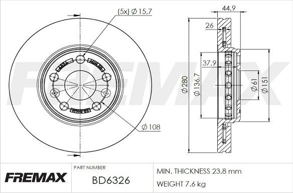 FREMAX BD-6326 - Δισκόπλακα www.parts5.com