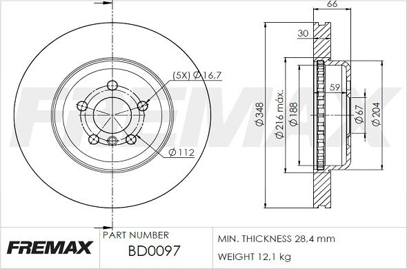 FREMAX BD-0097 - Disco de freno www.parts5.com