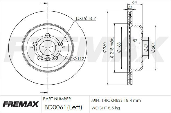 FREMAX BD-0061 - Kočioni disk www.parts5.com