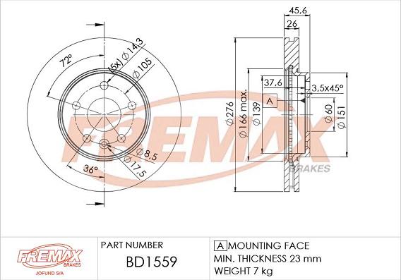 FREMAX BD-1559 - Brake Disc parts5.com