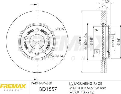 FREMAX BD-1557 - Brake Disc parts5.com