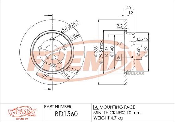 FREMAX BD-1560 - Brake Disc www.parts5.com