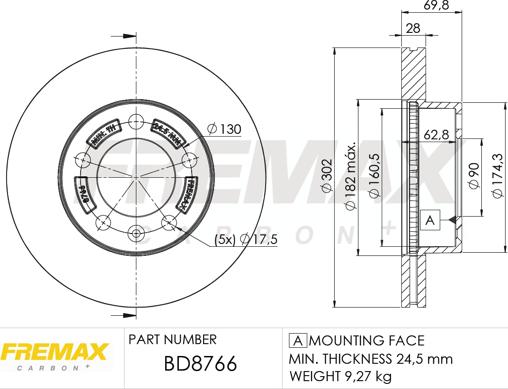 FREMAX BD-8766 - Féktárcsa www.parts5.com