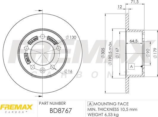 FREMAX BD-8767 - Féktárcsa www.parts5.com