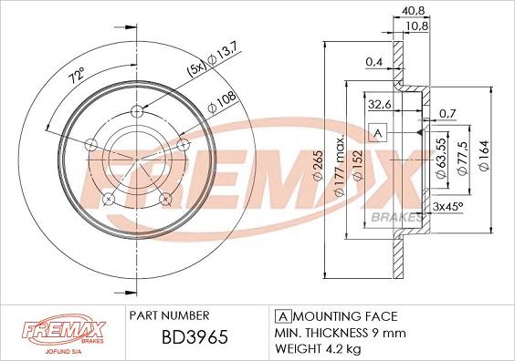 FREMAX BD-3965 - Féktárcsa www.parts5.com