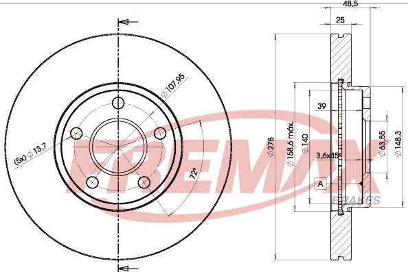 FREMAX BD-3963 - Féktárcsa www.parts5.com