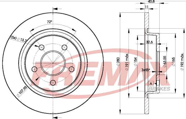 FREMAX BD-3962 - Brzdový kotúč www.parts5.com