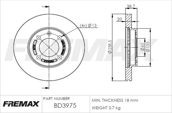 FREMAX BD-3975 - Спирачен диск www.parts5.com