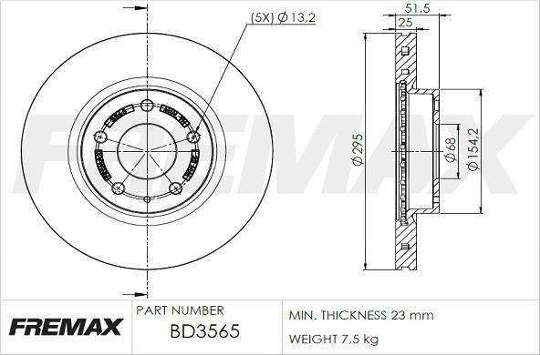 FREMAX BD-3565 - Zavorni kolut www.parts5.com