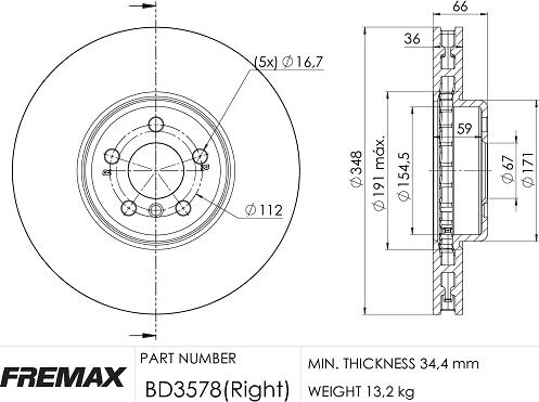 FREMAX BD-3578 - Disco de freno www.parts5.com