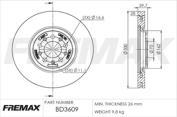 FREMAX BD-3609 - Disco de freno www.parts5.com