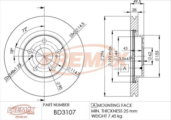 FREMAX BD-3107 - Kočioni disk www.parts5.com