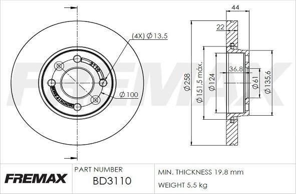 FREMAX BD-3110 - Тормозной диск www.parts5.com