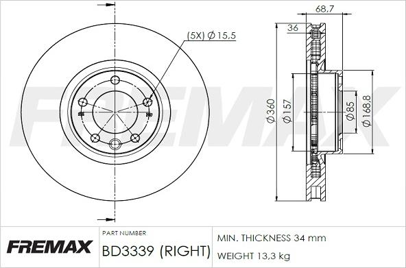 FREMAX BD-3339 - Disc frana www.parts5.com