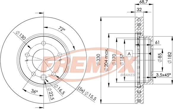 FREMAX BD-3326 - Спирачен диск www.parts5.com