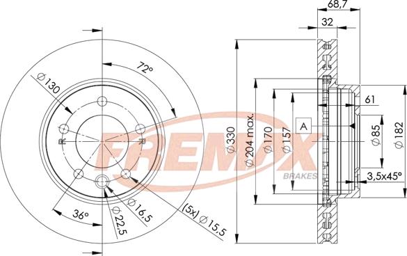 FREMAX BD-3327 - Disco de freno www.parts5.com