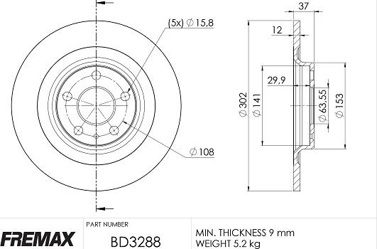 FREMAX BD-3288 - Disco de freno www.parts5.com