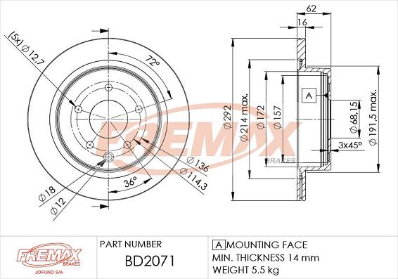 FREMAX BD-2071 - Brake Disc parts5.com