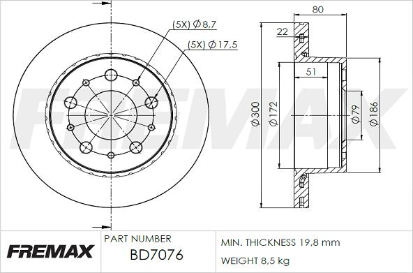 FREMAX BD-7076 - Disc frana www.parts5.com