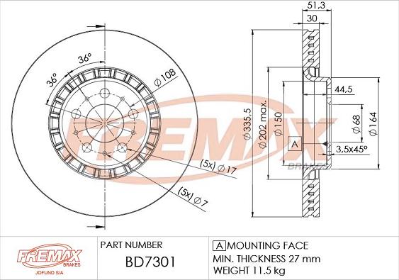 FREMAX BD-7301 - Brake Disc www.parts5.com