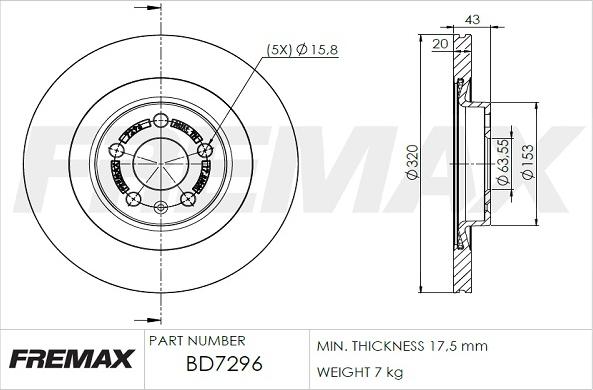 FREMAX BD-7296 - Disc frana www.parts5.com