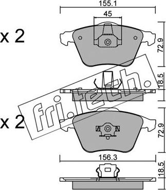 Fri.Tech. 565.3 - Komplet zavornih oblog, ploscne (kolutne) zavore www.parts5.com